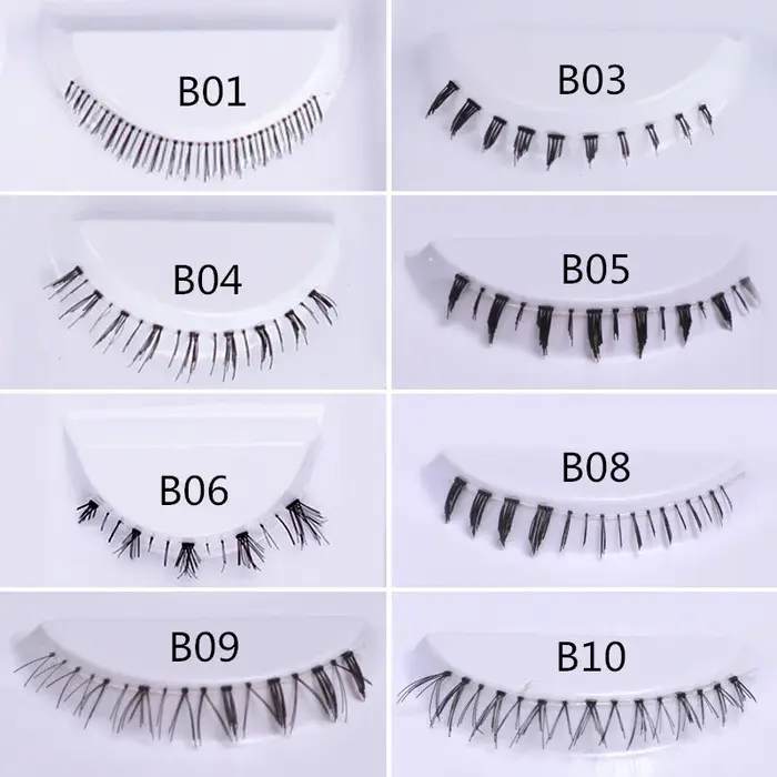 5 paires de cils inférieurs Pack 8 Styles différents sous les cils cils inférieurs doux 100% cils inférieurs à bande transparente faits à la main nouveau