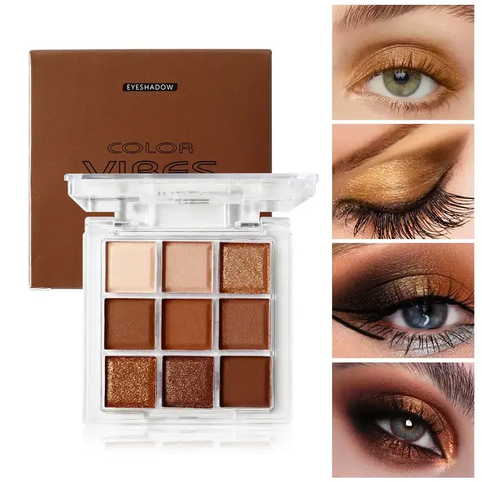 Palette de maquillage d'ombre à paupières rouge brune