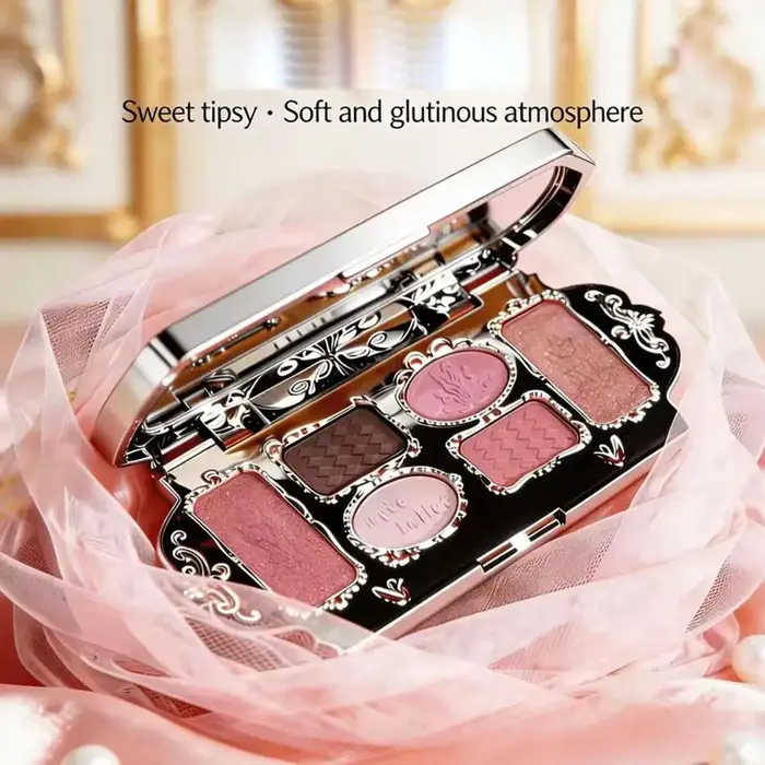 Palette de fards à paupières Black Swan 6 couleurs, tons froids, fini mat, pailleté, scintillant fin, maquillage gothique smoky pour les yeux, palette visage