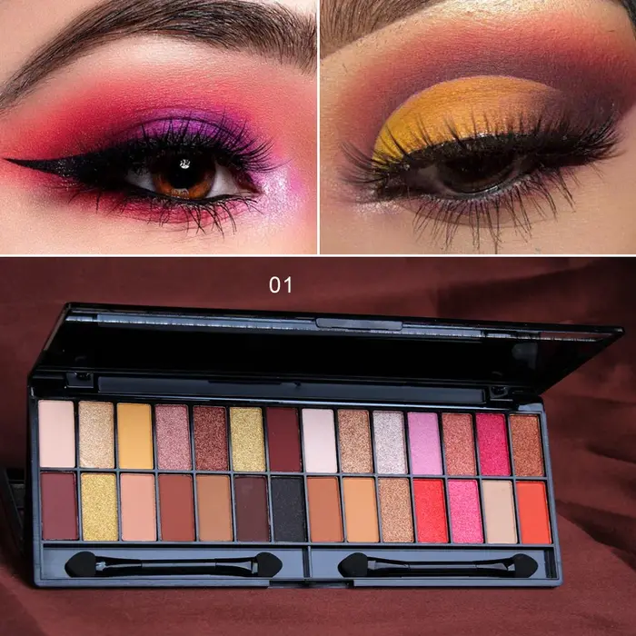 Palette de fards à paupières nus, 28 couleurs, imperméable, brosse de maquillage durable, cosmétique