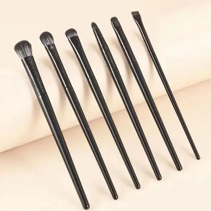 Ensemble de pinceaux de maquillage pour les yeux noirs, 6 pièces, pour contour professionnel, fard à paupières, Eyeliner, mélange Portable, outil cosmétique de beauté du visage