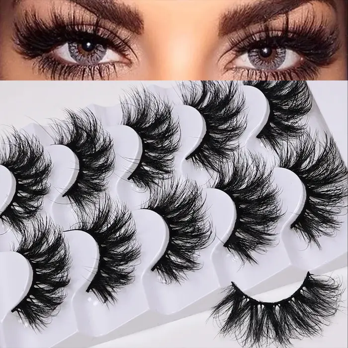 5 paires de faux cils en vison synthétique