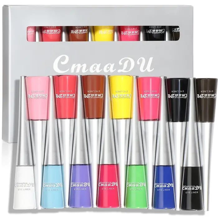 Ensemble d'eye-liners 14 couleurs, couleurs hautement saturées, pointe très fine, facile à utiliser,