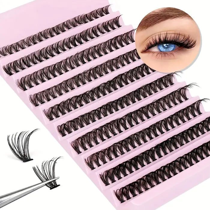 Lot de 200 faux cils en grappe individuelle, en fourrure de vison synthétique, volumineux et naturel