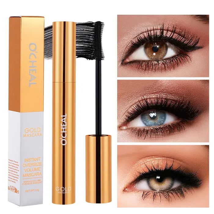 Mascara O'CHEAL Gold Mascara Noir 3D Soie Épaisse Bouclée Allongeant les Cils Séchage Rapide Difficile à Baver Longue Durée Imperméable