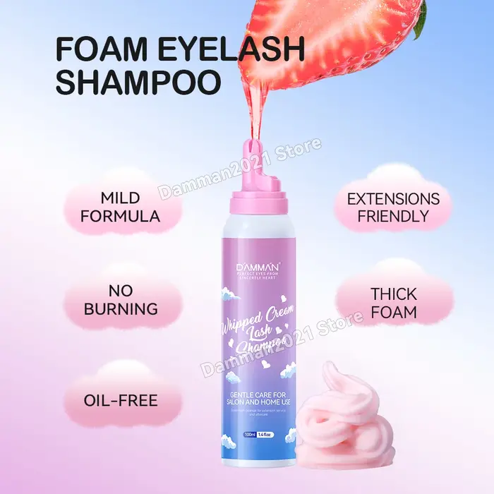 Damman 100ML Extension de cils shampooing crème Mousse nettoyant