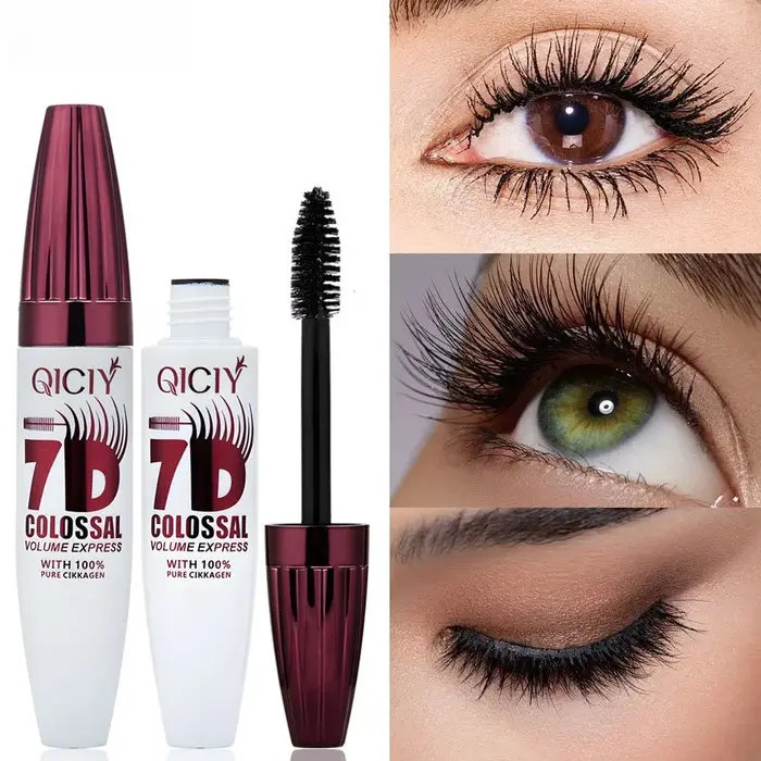 Mascara noir volumisant et recourbant 7D, anti-bavures, effet lifting et recourbement naturel des ci