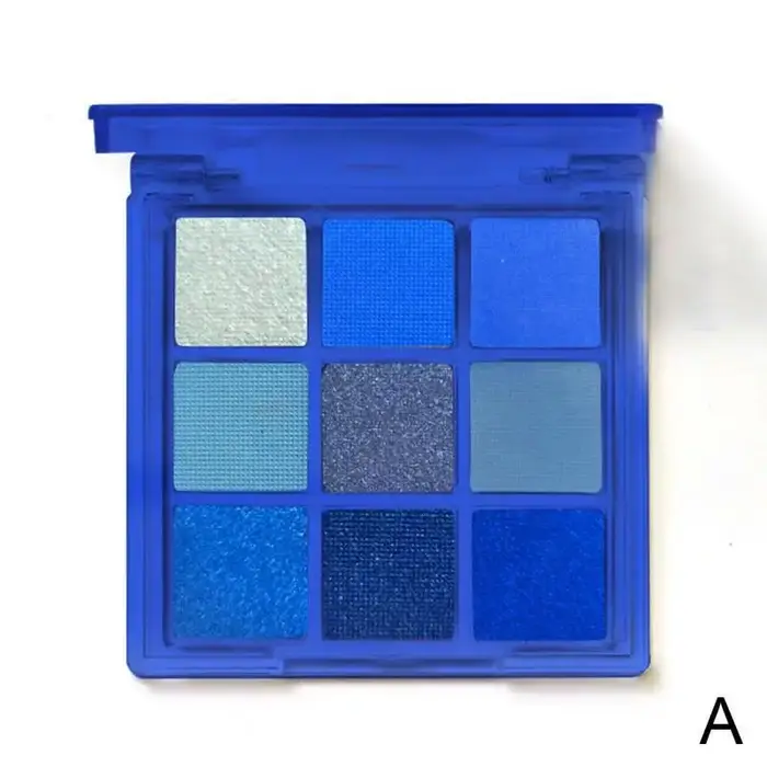 Palette de fards à paupières 9 couleurs, bleu, imperméable, résistant à la sueur, finition mate, pai