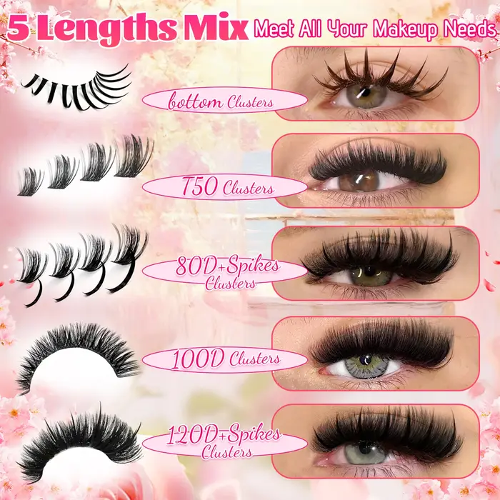 EIMNY 699PCS Cils en grappe Manga avec cinq designs