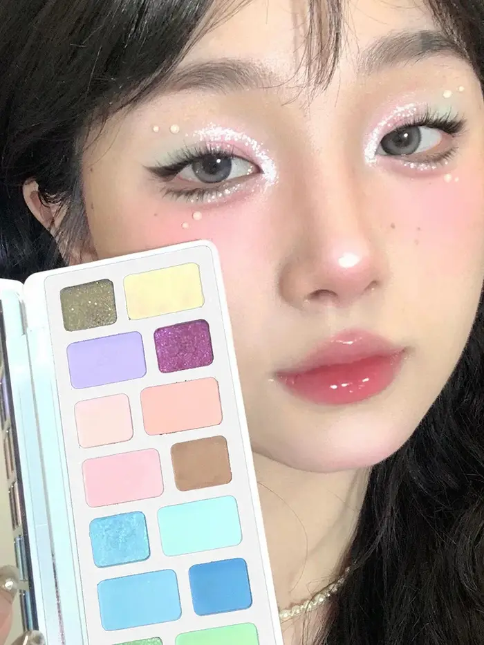 Palette de maquillage d'ombre à paupières 16 couleurs, noir, rose, gris, bleu, vert, diamants nacrés