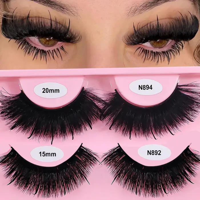 REDSIREN Faux cils en vison pointes vaporeux épais naturel pleine bande