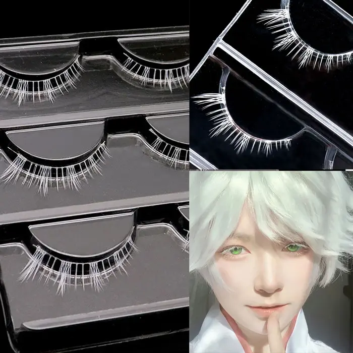 3 Paires de Cils Astronomiques 3D Blancs, Extension de Cils Courts et betérieurs, Cosplay, Halloween