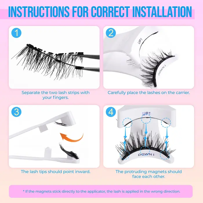 1 paire de kit de cils magnétiques réutilisables – Application facile
