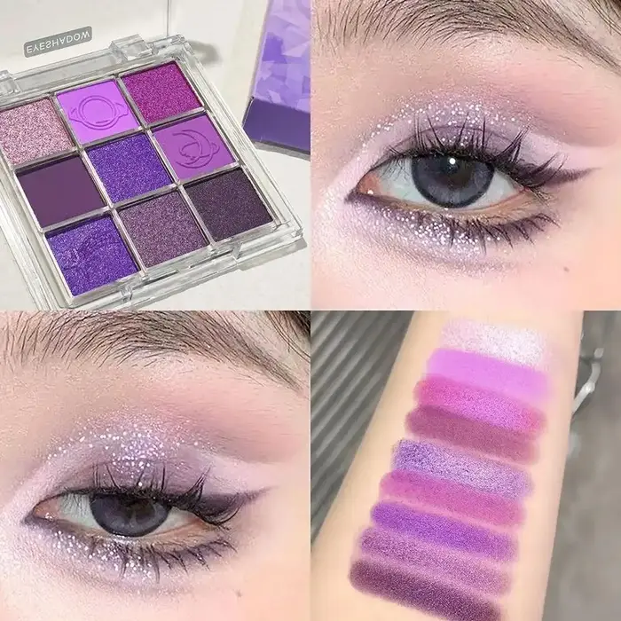Palette de fards à paupières violets et roses