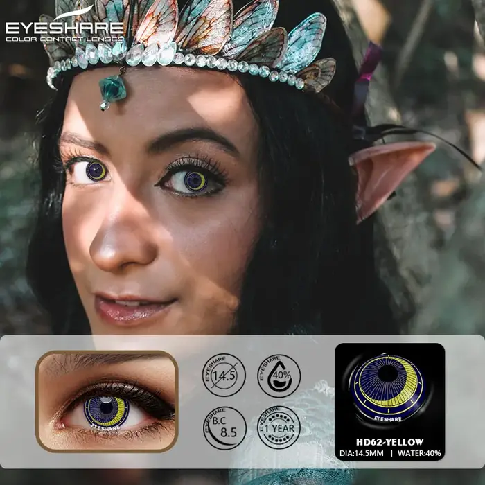 EYESHARE 1 paire de lentilles de contact Halloween pour les yeux Cosplay lentilles multicolores pour les yeux lentilles de contact jaunes lentilles bleues annuelles