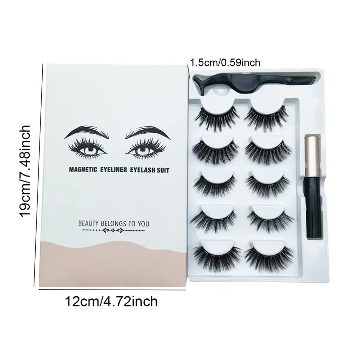 5 paires de faux cils magnétiques 8D, magnétiques puissants, sans colle, style épais fait main