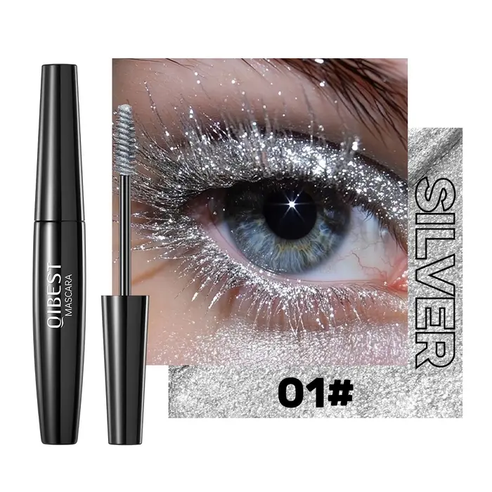 QIBEST Mascara coloré cils bleu rouge argent coloré Mascara imperméable longue durée Mascara volumin