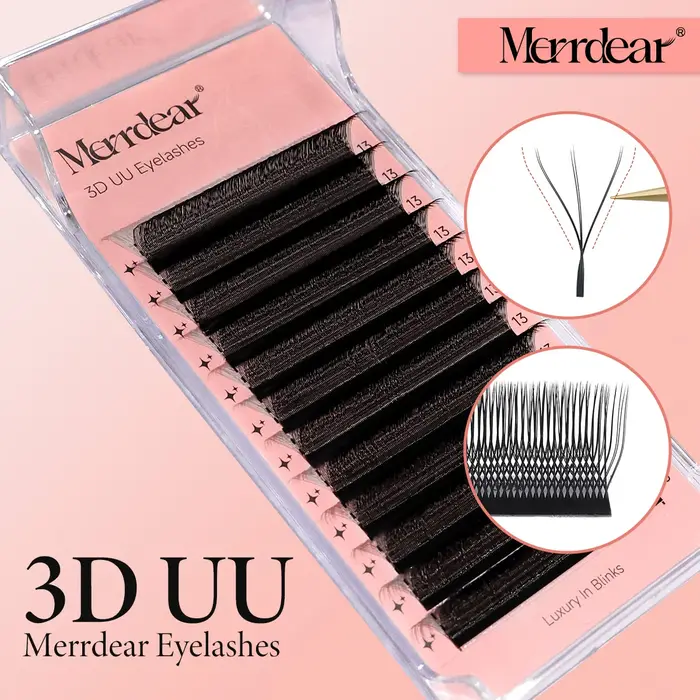 Merrdear 3D/4D/5D/6D U cils 8-15mm longueur mixte U conception sans dispersion racines Extensions De