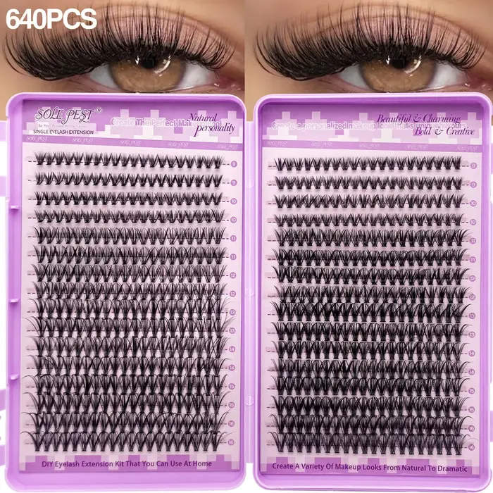 640 bouquets de faux cils bouclés 30D+40D, légers et confortables, créant un effet de maquillage nat