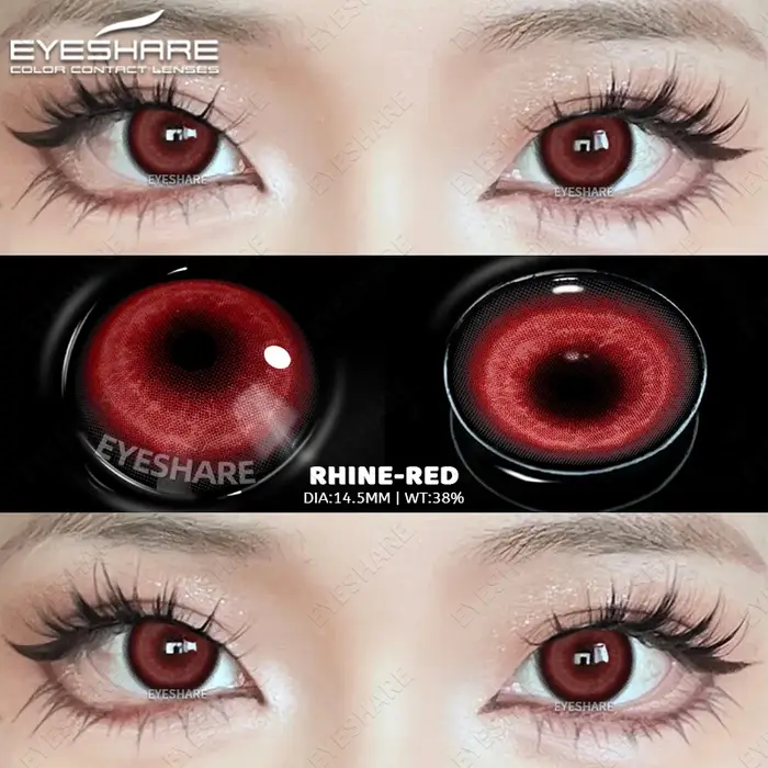 EYESHARE 2 pièces Halloween Cosplay fou blanc lentilles de Contact pour les yeux de démon Anime couleur lentille rouge