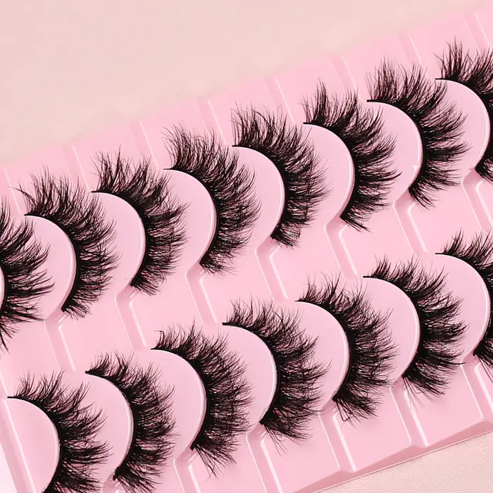 10 paires de faux cils 3D moelleux
