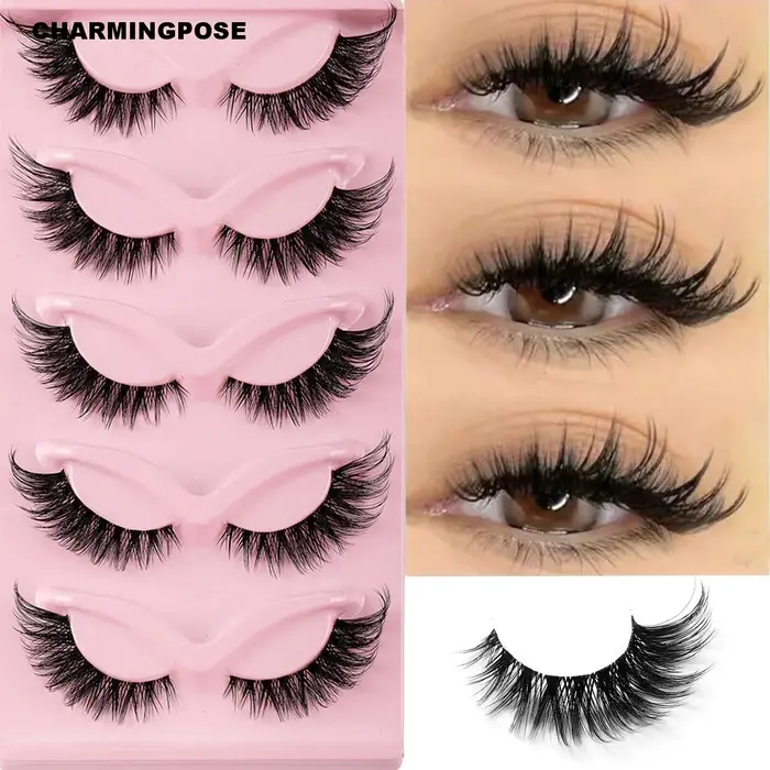 CHARMINGPOSE 5 paires de cils œil de chat |   Faux cils dramatiques naturels, faux cils en bande vol