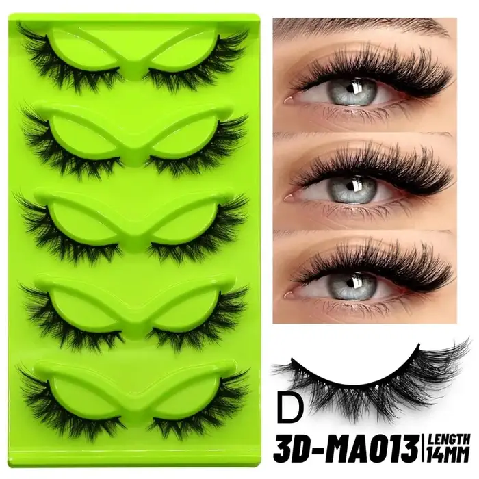 5 paires de Faux cils en vison faits à la main, bande de cils Manga, bande de cils douce et légère