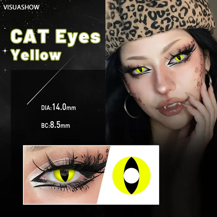 VISUASHOW Lentilles de contact colorées Anime Eyes, 1 paire, usage semi-annuel, effet petite pupille, lentilles blanches pour Cosplay et beauté