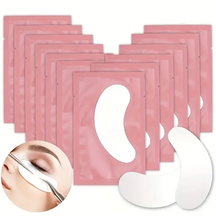50 Paires de Patchs Hydrogel Anti-Peluches en Forme de U pour Extensions de Cils