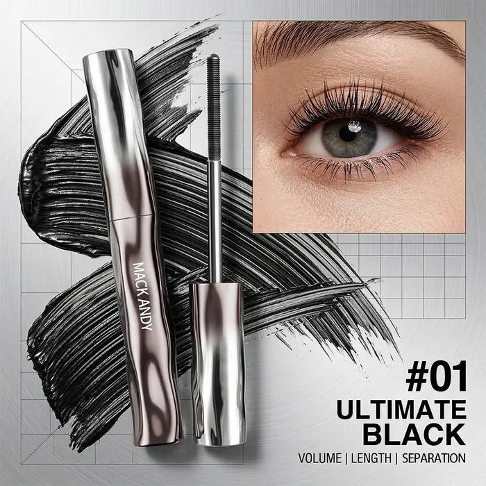 MACK ANDY Mascara Original Volumisant et Allongeant, Lavable, Longue Tenue et Anti-Bavures, Maquilla
