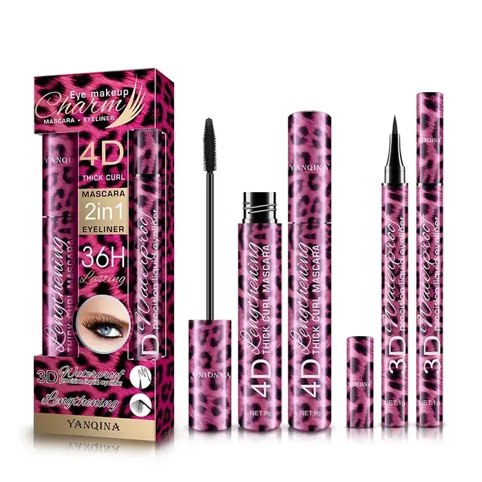 YANQINA crayon Eyeliner liquide + 4D ensemble de Mascara imperméable cosmétiques Eye Liner épais Cur