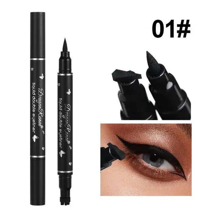Eyeliner liquide Double tête 2 en 1, en forme d'étoile et de papillon, tampon de tatouage, étanche, 