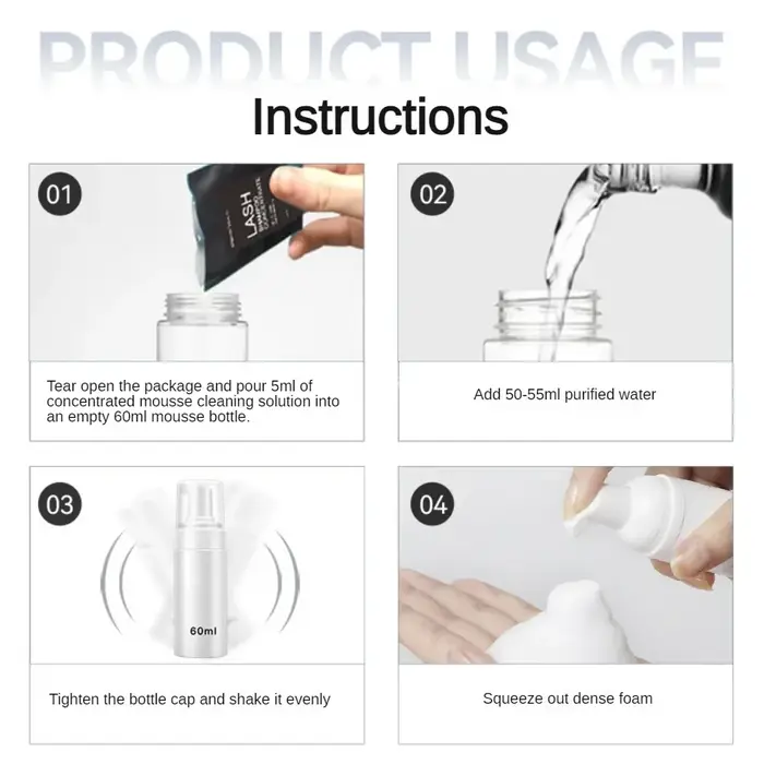 50/25 pièces dissolvant d'extension de cils avec ensemble de brosses à Mousse nettoyage