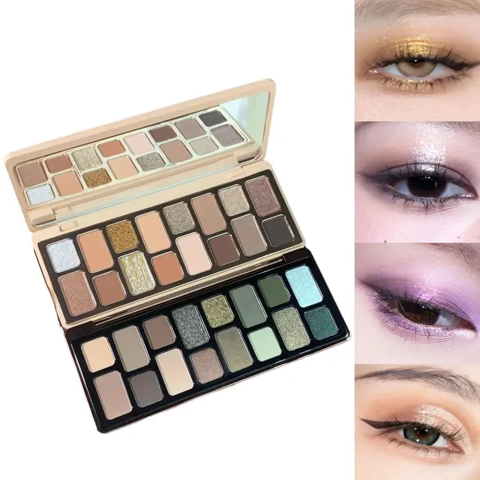 Palette Fards à Paupières Cheeryep 16 Couleurs Mat et Brillant Imperméable Longue Tenue Vegan Sans Cruauté Maquillage Y2K Idéal pour Voyage et Festival