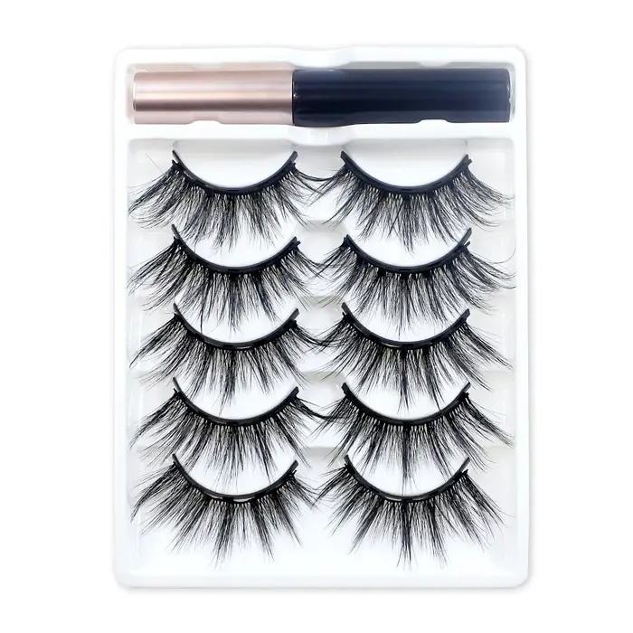 REDSIREN 5 paires de cils magnétiques avec Eyeliner cils naturels épais réutilisables nouveau faux c