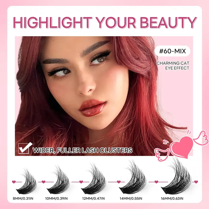 GROINNEYA Extensions de Cils Volume Naturel Effet Clusters Lashes Doux et Fluffy Cils Individuels DIY Auto Pose Sans Salon Clusters de Cils Wispy Cat Eye Réutilisables Femme Tendance