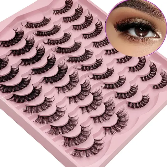 20 paires de faux cils 3D à volume dramatique pour extensions et maquillage