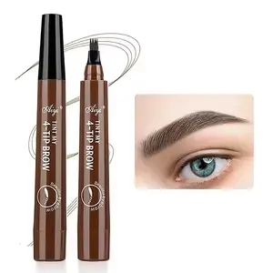 Stylo à sourcils étanche à 4 pointes fendues, stylo de tatouage liquide, crayon de maquillage noir, 