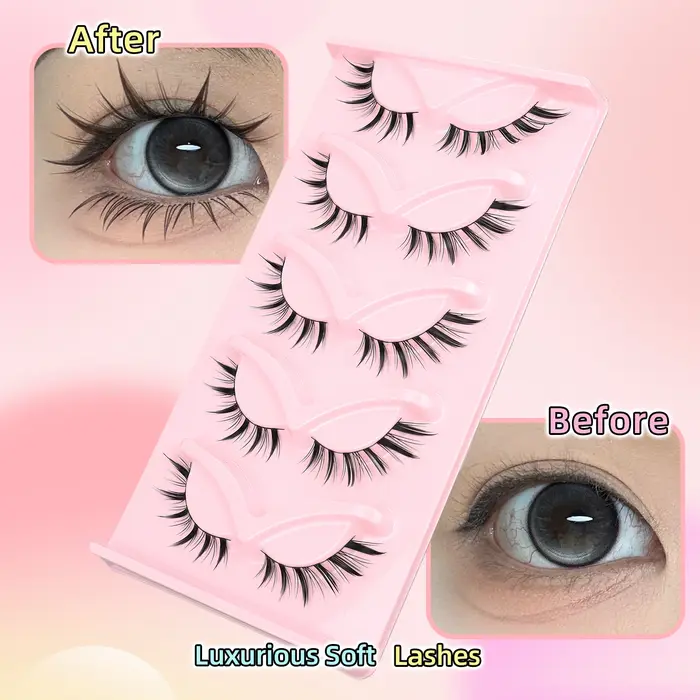 5 paires de faux cils inclinés en forme de renard
