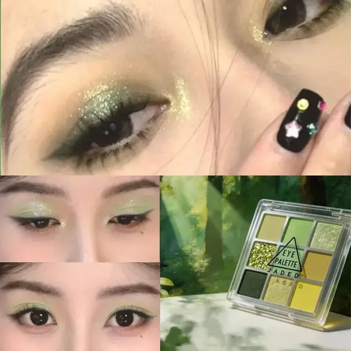 Palette de fards à paupières vert menthe 9 couleurs