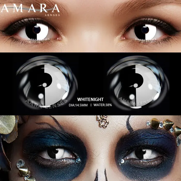 AMARA 1 paire Halloween nouveau Style Cosplay Anime couleur lentilles de Contact pour les yeux blanc noir 14.5mm