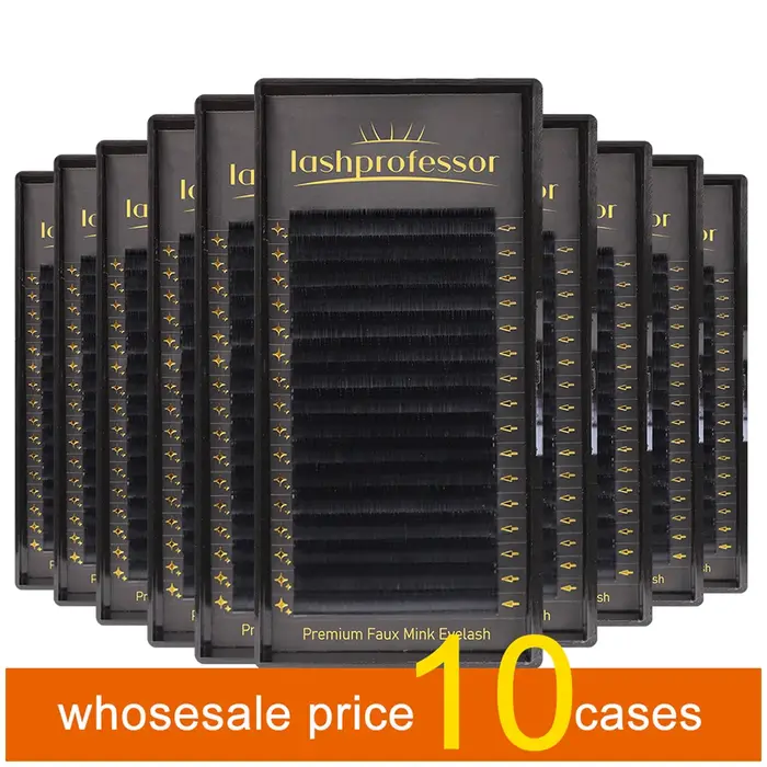LASHPROFESSOR 10 plateaux/lot Extensions de cils 6-20mm Noir mat Faux