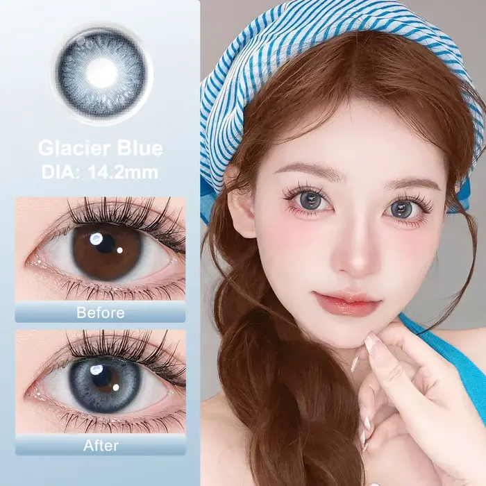 MAGISTER Série Bleue Lentilles de Contact Colorées Iris Bioniques pour des Yeux Plus Expressifs Adaptées au Maquillage Coréen 14.2-14.5mm 6 Mois