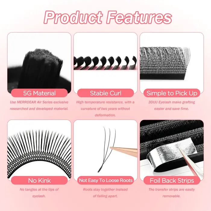 Merrdear 3D/4D/5D/6D U cils 8-15mm longueur mixte U conception sans dispersion racines Extensions De Pestanas pour le maquillage De beauté