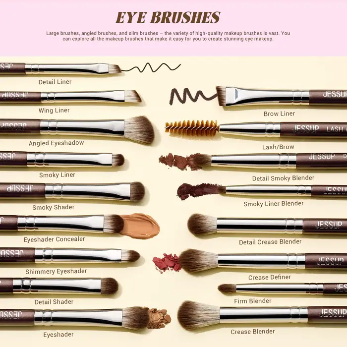 Jessup pinceaux de maquillage ensemble 15/25 pièces Premium synthétique marron pinceaux de maquillag