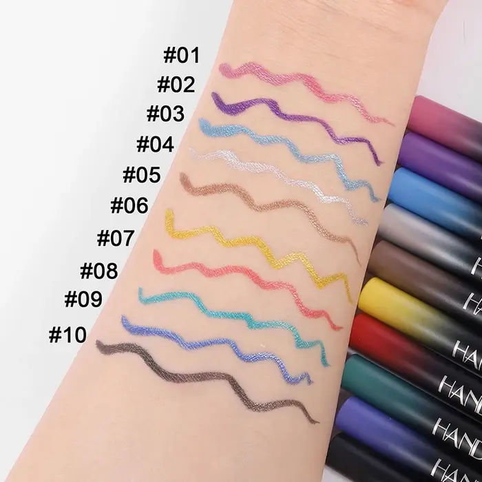 Crayon Eyeliner Liquide Métallique Blanc Violet Ultra-fin Rose Stylo pour les Yeux Séchage Rapide Paillettes Nacrées