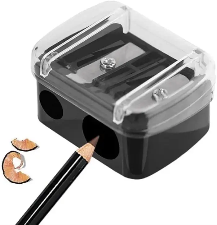 Taille-crayon double trou 2-en-1 pour crayons à sourcils et eye-liner – Idéal pour les fournitures cosmétiques