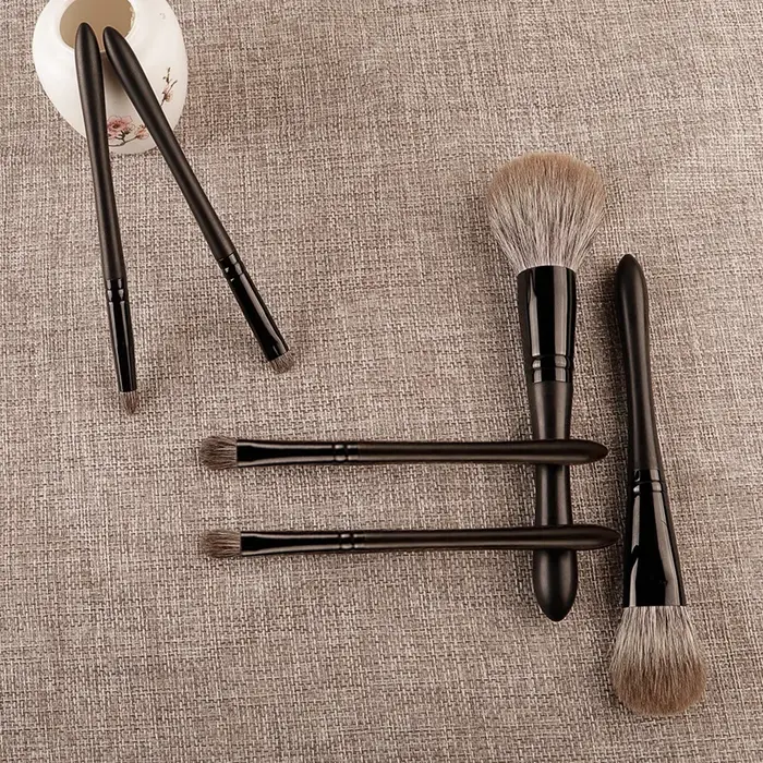 6 pièces/ensemble pinceaux de maquillage en cheveux de renard ensemble poudre fard à joues pli