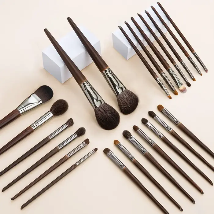 OVW – Kit de pinceaux de maquillage en poils de chèvre naturels, brosses de beauté cosmétiques, 15/2