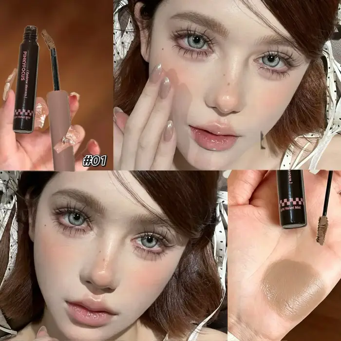 Mascara à sourcils effet velours léger, pigment durable et modulable, résistant aux taches, pour un